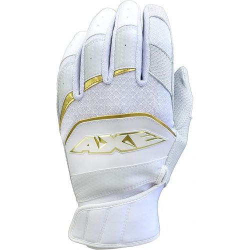  Axe Pro-Fit Batting Gloves White/Gold Cabretta Leather Youth L