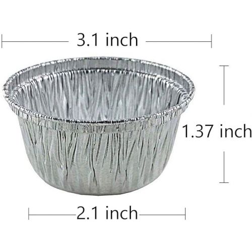  4 oz Disposable Baking Cups Tin Foil Pans Cups 120 mL Aluminum Foil Cupcake Bowl Pans 100Pcs for Baking, Roasting