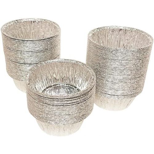  4 oz Disposable Baking Cups Tin Foil Pans Cups 120 mL Aluminum Foil Cupcake Bowl Pans 100Pcs for Baking, Roasting