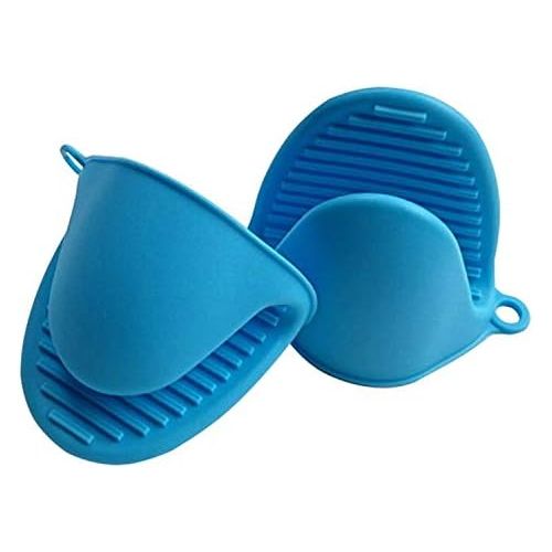  [아마존베스트]Axe Sickle Oven Mitts 2pcs Silicone Heat Insulation Silicone Oven Gloves Cooking Mitts Pinch Grips Kitchen Heat Resistant Gloves, (Blue)