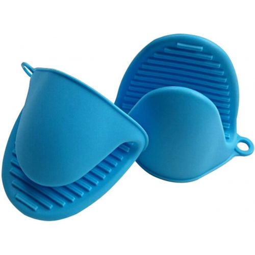  [아마존베스트]Axe Sickle Oven Mitts 2pcs Silicone Heat Insulation Silicone Oven Gloves Cooking Mitts Pinch Grips Kitchen Heat Resistant Gloves, (Blue)