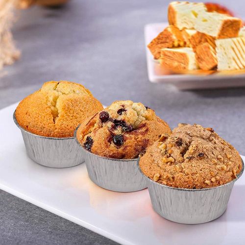  [아마존베스트]AxeSickle 4 oz Disposable Baking Cups Tin Foil Pans Cups 120 mL Aluminum Foil Cupcake Bowl Pans for Baking, Roasting, 150Pcs.