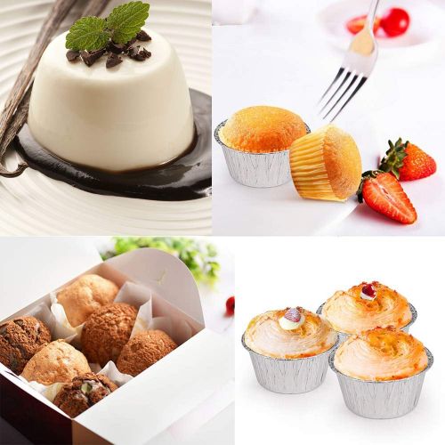  [아마존베스트]AxeSickle 4 oz Disposable Baking Cups Tin Foil Pans Cups 120 mL Aluminum Foil Cupcake Bowl Pans for Baking, Roasting, 150Pcs.