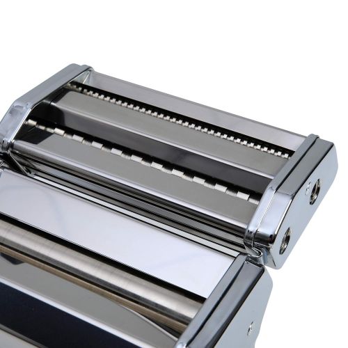  Axentia axentia Nudelmaschine verchromt, Pasta-Maker fuer Lasagne-Platten, Spaghetti oder Bandnudeln, manuelle Pastamaschine mit Kurbelantrieb, 9 Teigdicken