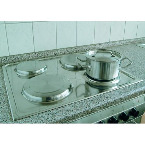  [아마존베스트]axentia Round Hob Covers - Stainless Steel Cover for Stove Plates - 4 x Cover Plates in Silver - Hob Cover Plates 2 x 16 cm / 2 x 20 cm Diameter - Can be Used as a Coaster - Cover