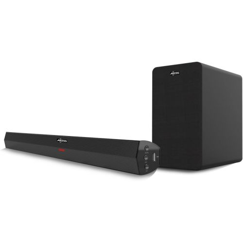  Axess AXESS SBBT1210 2.1 Home Theater Sound Bar System with 5.25 Wired Subwoofer in Black