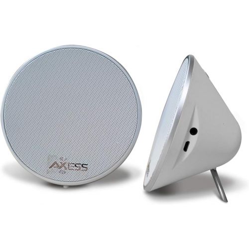  Axess AXESS SPBP4401 Mono Wireless Bluetooth Cone Speaker with Pairing Capabilities, 2 Pack in White