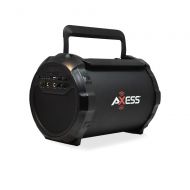 Axess AXESS SPBT1034 Portable Bluetooth Indoor/Outdoor 2.1 Hi-Fi Loud Speaker/Sing Along with Built-In 6 Sub and FM Radio, SD Card, USB, AUX, 6.5mm in Gray (Wired Mic. Included)