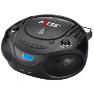 Axess Products Axess Black Portable Boombox MP3CD Player with Text Display,with AMFM Stereo, USBSDMMCAUX Inputs