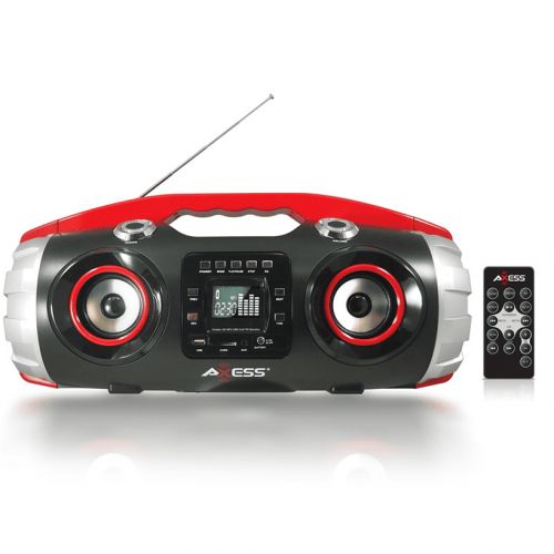  Axess Portable FM Radio CDMP3USBSD Boombox with Heavy Bass and BT-BLUE