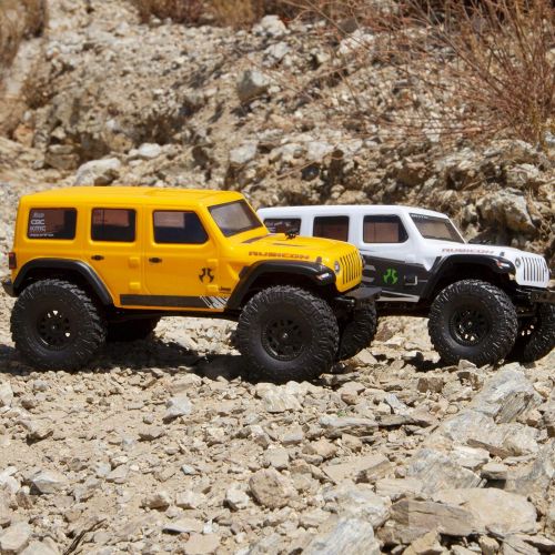  Axial SCX24 2019 Jeep Wrangler JLU CRC RC Crawler 4WD Truck RTR with LED Lights, 3-Ch 2.4GHz Transmitter, Battery, and USB Charger: (Yellow) AXI00002T2