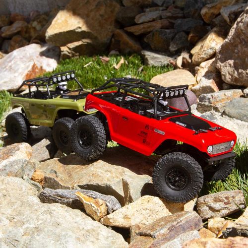  Axial SCX24 1/24 Deadbolt RC Crawler 4WD Truck 8 RTR with LED Lights, 3-Ch 2.4GHz Transmitter, Battery, and USB Charger: (Red) AXI90081T1