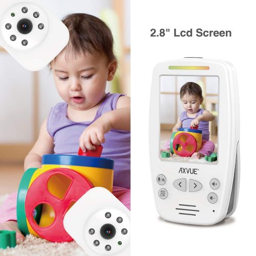  Axvue AXVUE E662 Video Baby Monitor with Two Cameras and 2.8“ LCD, Night Vision, Night Light, Temperature...