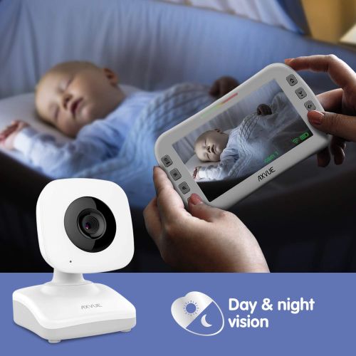  AXVUE E612 Video Baby Monitor with 4.3 LCD Screen and Two Cameras, Night Vision, 800 ft. Distance and 8H Battery Life, Auto-Scan, Two Way Talk, View Angle Adj, Power-Saving Video O