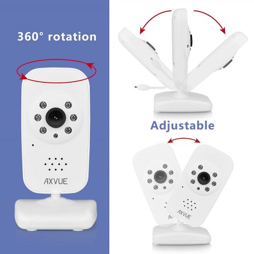  Axvue AXVUE E660 Video Baby Monitor with 2.8“ LCD and Night Vision, Night Light, Temperature Detection, 2-Way Talk, Video On Crying (VOX), Sound Lights, Power Saving Video OnOff, Expand