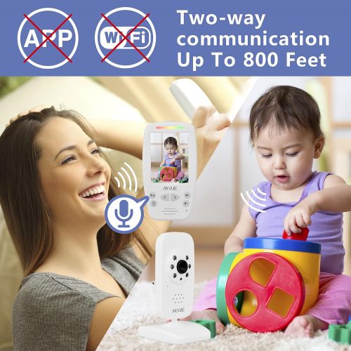  Axvue AXVUE E660 Video Baby Monitor with 2.8“ LCD and Night Vision, Night Light, Temperature Detection, 2-Way Talk, Video On Crying (VOX), Sound Lights, Power Saving Video OnOff, Expand