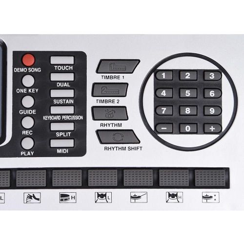  AyaMastro Silver 61-Key Electric Keyboard Digital Piano wLCD Display & Music Sheet Stand with Ebook