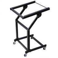 AyaMastro 19 Rolling Steel 9U DJ Stand Freestanding Rack Mount Equipment Storage w/Top Adjustment with Ebook