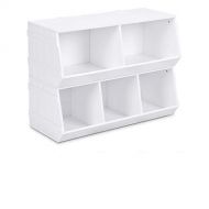 AyaMastro White 32 Kids Storage Toy Box Cabinet Bookcase Shelf w 3 Section with Ebook