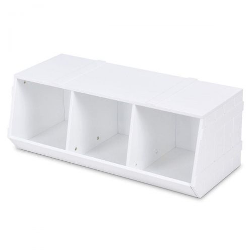  AyaMastro White 32 Kids Storage Toy Box Cabinet Bookcase Shelf w 3 Section with Ebook