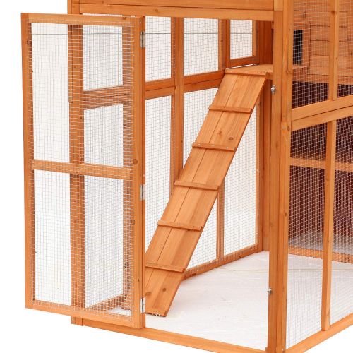  AyaMastro 76.75 L Wooden 2Tier Cat House Pet Hutch w/Ladder & 2Door with Ebook