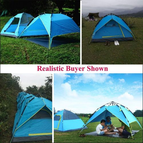  Ayamaya AYAMAYA Camping Tents 3-4 Person Automatic Pop Up, Waterproof Double Layer Quick Setup 2 Doors Hydraulic Automatic Big Family Beach Dome Tent UV Protection for Hiking Picnic Backpa