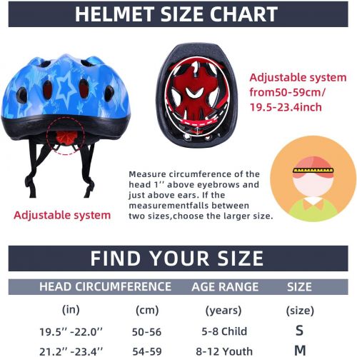  AyeKu Kids Bike Helmet Skateboard Helmet 5-14 Years Sports Protective Gear Set Adjustable Youth Helmet Knee Elbow Pads Wrist Guards for Cycling Scooter Rollerblading CPSC Certified