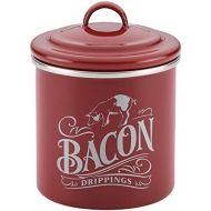 Ayesha Curry Kitchenware Ayesha Curry Enamel on Steel Bacon Grease Can / Bacon Grease Container - 4 Inch, Red