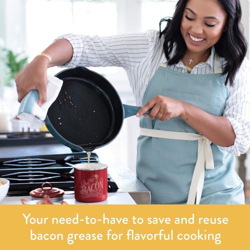  Ayesha Curry Kitchenware Ayesha Curry Enamel on Steel Bacon Grease Can / Bacon Grease Container - 4 Inch, Red
