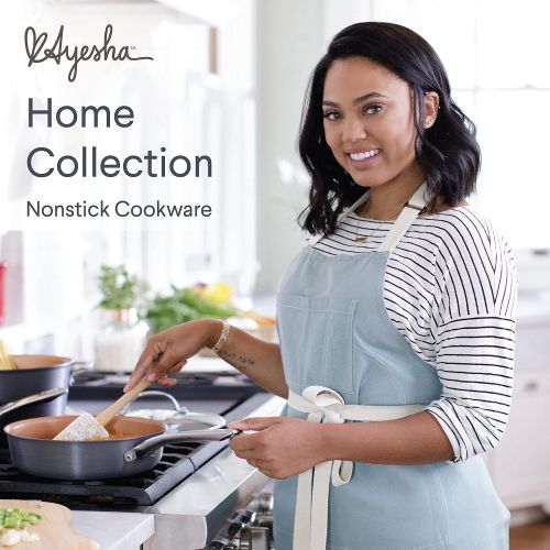  Ayesha Curry Kitchenware Ayesha Curry Home Collection Hard Anodized Nonstick Cookware Pots and Pans Set, 9 Piece, Charcoal Gray