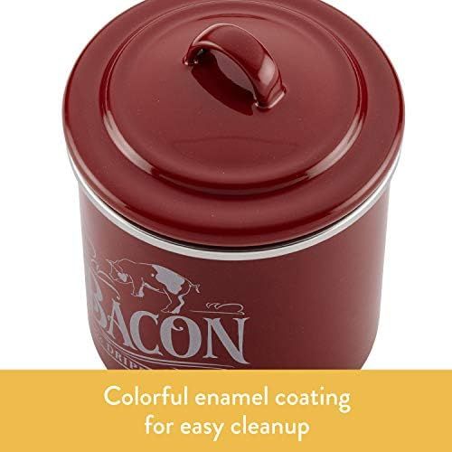  Ayesha Curry 46948 Enamel on Steel Bacon Grease Can / Bacon Grease Container - 4 Inch, Red: Kitchen & Dining