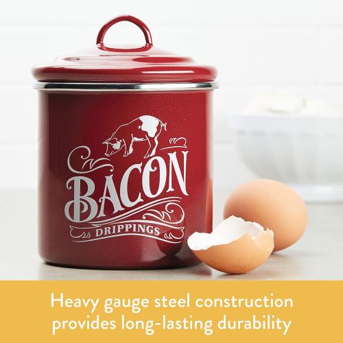  Ayesha Curry 46948 Enamel on Steel Bacon Grease Can / Bacon Grease Container - 4 Inch, Red: Kitchen & Dining