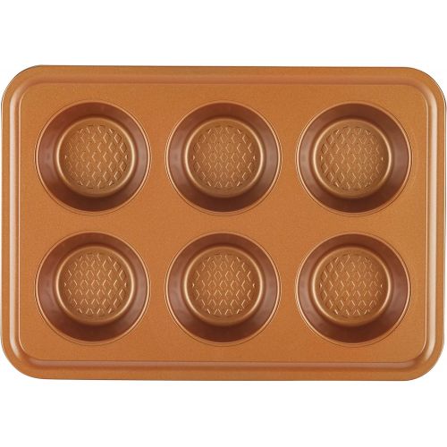 [아마존베스트]Ayesha Curry Kitchenware Ayesha Curry Nonstick Bakeware Toaster Oven Set with Nonstick Baking Pan, Cookie Sheet / Baking Sheet and Muffin Pan / Cupcake Pan - 4 Piece, Copper Brown