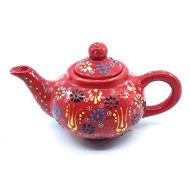 Ayuni Gifts of the World Handmade Traditional Turkish Pottery Decorative Single Serve Teapot (Red)