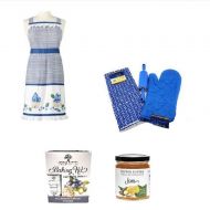 Ayuni Gifts of the World Blueberry-Lemon Scones Baking Kit with Meyer Lemon Ginger Jam Gift Set Including Apron, Kitchen Towel and Mitt and Mini Rolling Pin