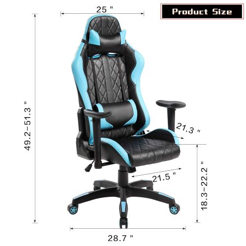  Ayvek Chairs JD-7219-BL Superswift Extreme Ergonomic High Back Racer Style Gaming Chair Blue