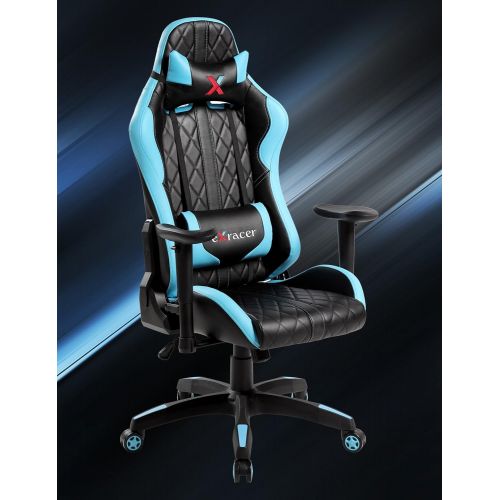  Ayvek Chairs JD-7219-BL Superswift Extreme Ergonomic High Back Racer Style Gaming Chair Blue