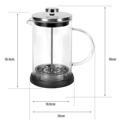  Azadx Glass French Press Coffee Maker (20 oz, about 5 cups), 600 ml Stainless Steel Coffee Press with 3 Extra Filter Screens, Heat Resistant Borosilicate Glass with Large Capacity