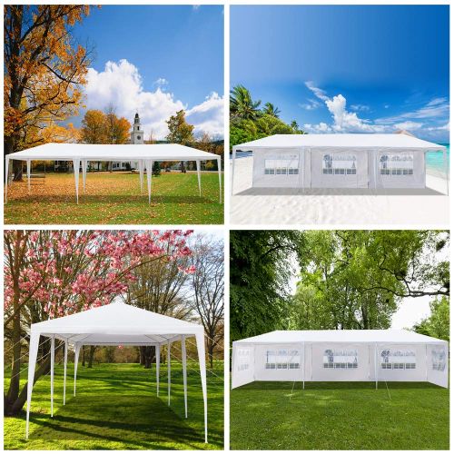  Azadx White Canopy Tent Outdoor 10 x 30 ft, Waterproof Heavy Duty Party Wedding Event Tent with 5 Removable Side Shelves