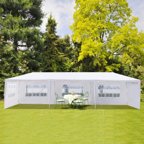  Azadx White Canopy Tent Outdoor 10 x 30 ft, Waterproof Heavy Duty Party Wedding Event Tent with 5 Removable Side Shelves