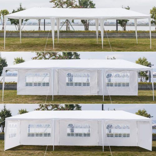  Azadx White Canopy Tent Outdoor 10 x 30 ft, Waterproof Heavy Duty Party Wedding Event Tent with 5 Removable Side Shelves