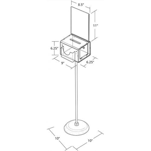  Azar Displays 206325-CLR 11 W x 8.25 D x 8.25 H X-Large Clear Suggestion Box with Pocket, Lock & Keys on Pedestal