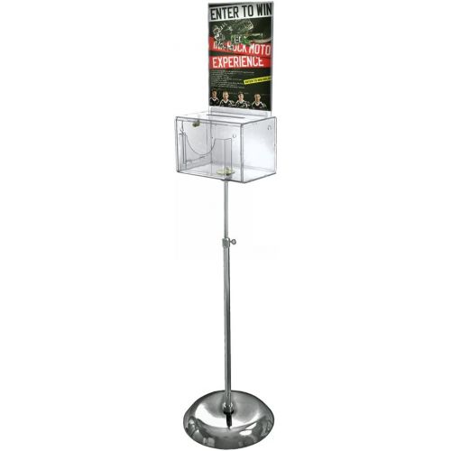  Azar Displays 206325-CLR 11 W x 8.25 D x 8.25 H X-Large Clear Suggestion Box with Pocket, Lock & Keys on Pedestal