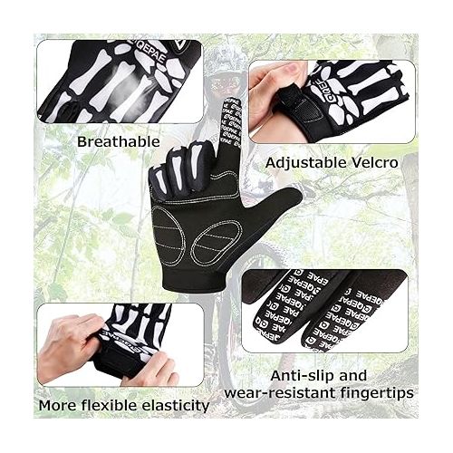  Azarxis Adjustable Lightweight Skeleton Gloves, Anti-Slip Skull Gloves Breathable Sports Gloves for Men Women Cycling, Biking, Workout Motorcycle