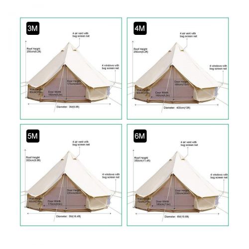  Azarxis UNISTRENGH 4 Seasons Large Luxury Bell Tents Glamping Waterproof Cotton Canvas Yurt Family Tents for Outdoor Camping Hiking Birthday Party