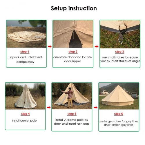  Azarxis UNISTRENGH 4 Seasons Large Luxury Bell Tents Glamping Waterproof Cotton Canvas Yurt Family Tents for Outdoor Camping Hiking Birthday Party