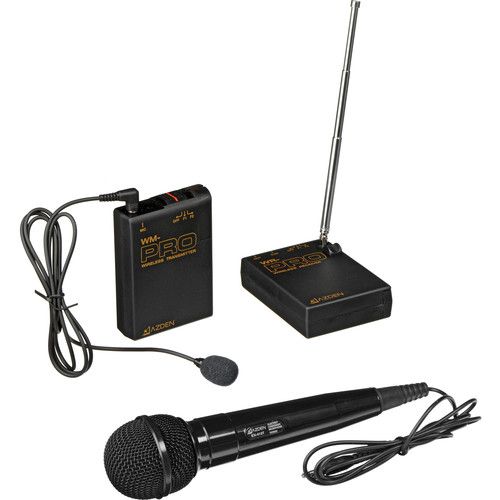  Azden WMS-PRO+i VHF Camera-Mount Wireless Omni Lavalier Microphone System with Handheld Mic for Smartphones (169 & 170 MHz)