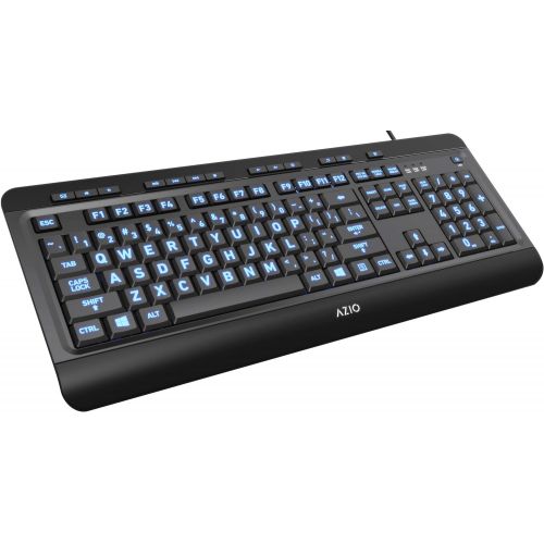  [아마존베스트]Azio Large Print Keyboard - USB Computer Keyboard with 3 Interchangeable Backlight Colors (KB505U)