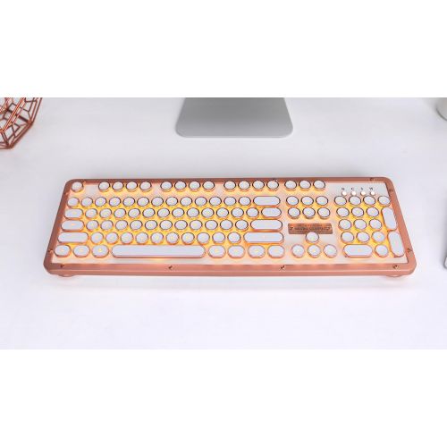  Azio Retro Classic Bluetooth Elwood - Luxury Vintage Backlit Mechanical Keyboard, BrownGrey (MK-RETRO-W-BT-01-US)