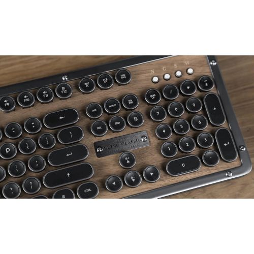  Azio Retro Classic Bluetooth Elwood - Luxury Vintage Backlit Mechanical Keyboard, BrownGrey (MK-RETRO-W-BT-01-US)